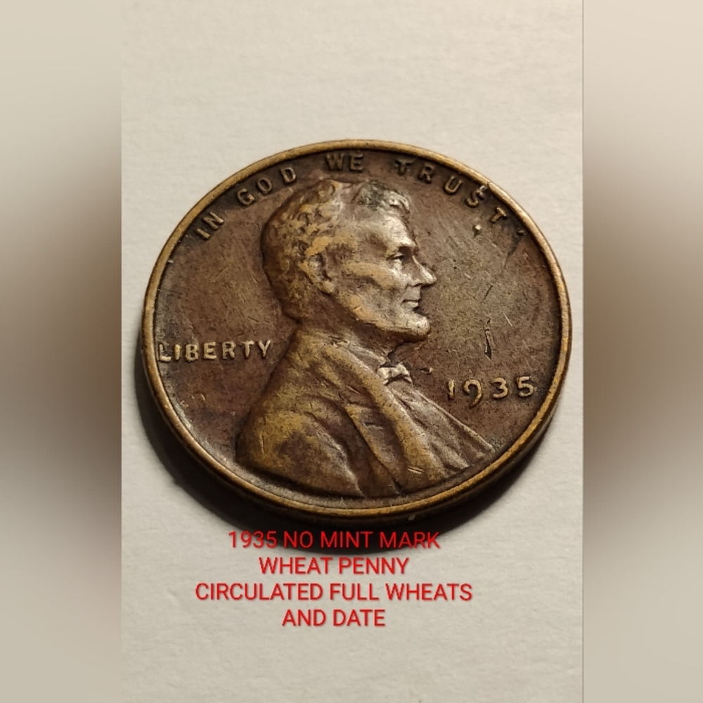 ✅❤️1935 Wheat Penny No Mint Mark VINTAGE COINS PLEASE MAKE REASONABLE OFFERS